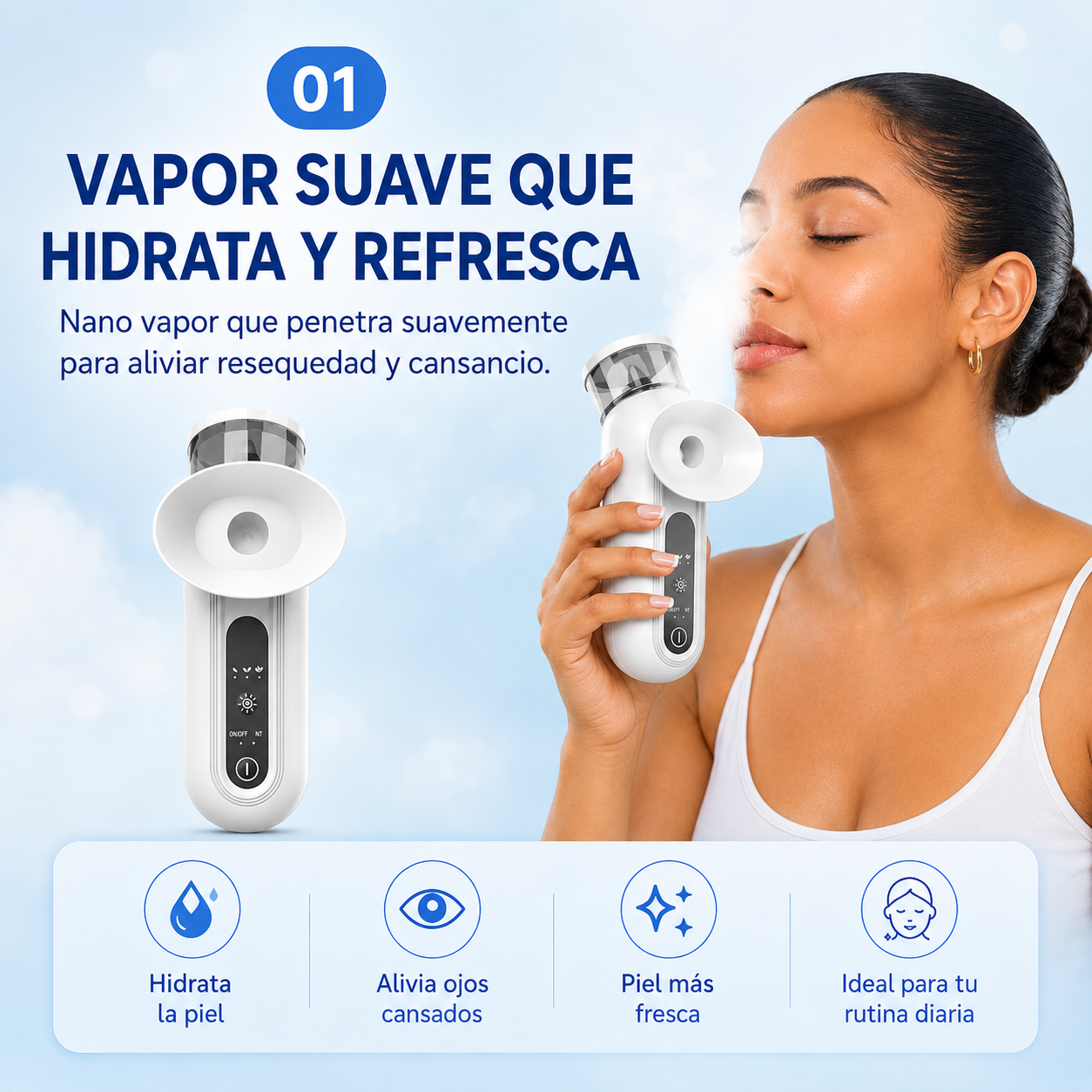 Vaporizador Facial Portátil 3 en 1