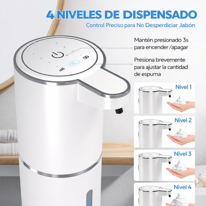 Dispensador Automático de Jabón en Gel – Sensor Inteligente Sin Contacto, Recargable por USB, Instalación en Pared o Lavamanos
