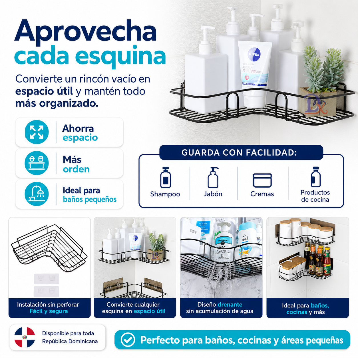 Tu espacio más limpio y moderno | Organizador Adhesivo de Acero Inoxidable[Pack de 2]