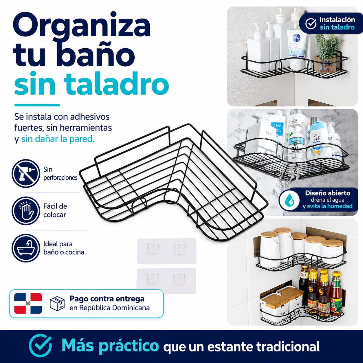 Tu espacio más limpio y moderno | Organizador Adhesivo de Acero Inoxidable[Pack de 2]