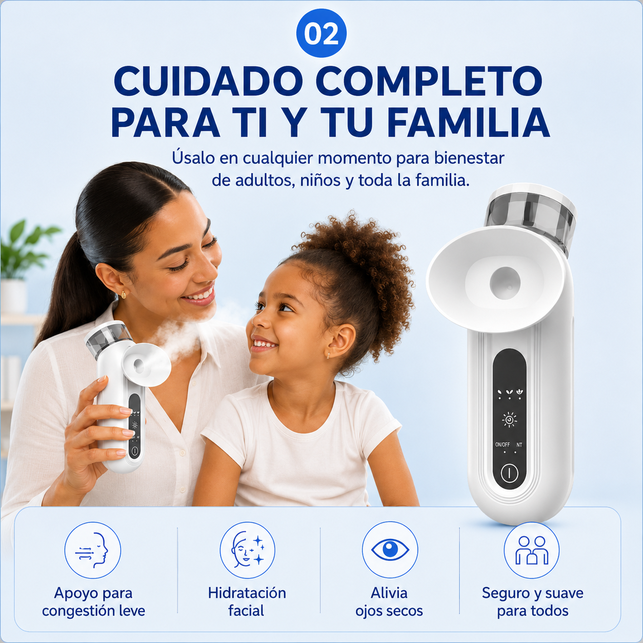 Vaporizador Facial Portátil 3 en 1
